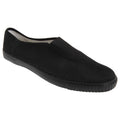 Black - Front - Dek Adults Unisex Gusset Black Canvas Plimsolls