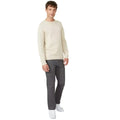 Stone - Front - Maine Mens Premium Cotton Crew Neck Jumper