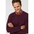 Burgundy - Side - Maine Mens Premium Cotton Crew Neck Jumper