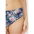 Navy - Side - Debenhams Womens-Ladies Floral Fold Over Bikini Bottoms