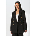 Black - Front - Principles Womens-Ladies Double-Breasted Longline Blazer