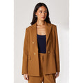 Camel - Front - Principles Womens-Ladies Double-Breasted Edge To Edge Blazer