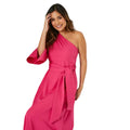 Pink - Side - Principles Womens-Ladies Occasion Belted One Shoulder Dress