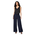 Navy - Side - Principles Womens-Ladies Piped Wide Leg Trousers