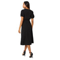 Black - Back - Debenhams Womens-Ladies Textured Jersey Belt Midi Dress