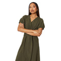 Khaki Green - Side - Debenhams Womens-Ladies Textured Jersey Belt Midi Dress