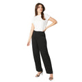 Black - Side - Principles Womens-Ladies Integrated Belt Wide Leg Trousers