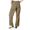 Khaki - Back - Principles Womens-Ladies Integrated Belt Wide Leg Trousers