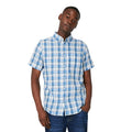 Blue - Front - Maine Mens Classic Checked Short-Sleeved Shirt