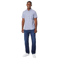 Navy - Side - Maine Mens Gingham Check Short-Sleeved Shirt