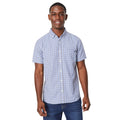 Navy - Front - Maine Mens Gingham Check Short-Sleeved Shirt