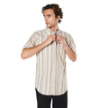 Natural - Front - Maine Mens Variegated Stripe Oxford Short-Sleeved Shirt