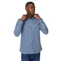 Blue - Front - Maine Mens Grid Checked Long-Sleeved Shirt