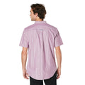 Pink - Back - Maine Mens Wide Stripe Oxford Short-Sleeved Shirt