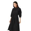 Black - Side - Principles Womens-Ladies Cotton Pleated Sleeve Midi Dress