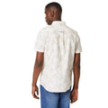 Natural - Back - Maine Mens Floral Slub Short-Sleeved Shirt