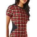 Red - Side - Principles Womens-Ladies Dogtooth Jacquard Shift Dress