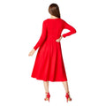 Red - Back - Principles Womens-Ladies Ponte Pleat Waist Midi Dress