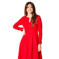 Red - Side - Principles Womens-Ladies Ponte Pleat Waist Midi Dress