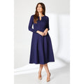 Navy - Front - Principles Womens-Ladies Ponte Pleat Waist Midi Dress