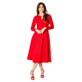 Red - Front - Principles Womens-Ladies Ponte Pleat Waist Midi Dress