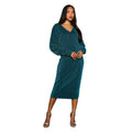 Green - Side - Principles Womens-Ladies Metallic Jersey Batwing Midi Dress