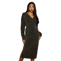 Gold - Front - Principles Womens-Ladies Metallic Jersey Batwing Midi Dress