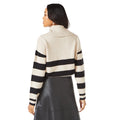 Neutral - Back - Debenhams Womens-Ladies Stripe Open Collar Sweater Top