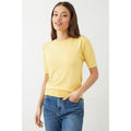 Yellow - Front - Dorothy Perkins Womens-Ladies Button Detail Petite Short-Sleeved Top