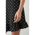 Monochrome - Side - Dorothy Perkins Womens-Ladies Spotted Ruffle Hem Petite Mini Dress