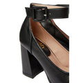 Black - Side - Faith Womens-Ladies Celine High Block Heel Court Shoes