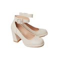 Beige - Front - Faith Womens-Ladies Celine High Block Heel Court Shoes