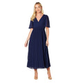 Navy - Front - Dorothy Perkins Womens-Ladies Pleated Dobby Chiffon Wrap Midi Dress