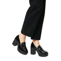 Black - Side - Faith Womens-Ladies Cash Chunky High Heel Penny Loafers