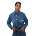 Mid Wash - Front - Dorothy Perkins Womens-Ladies Western Denim Fitted Shirt