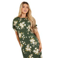 Khaki Green - Side - Dorothy Perkins Womens-Ladies Floral Puff Sleeve Midi Dress