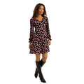 Black-Pink - Front - Dorothy Perkins Womens-Ladies Polka Dot Petite Long-Sleeved Mini Dress