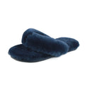 Navy - Front - Eastern Counties Leather Womens-Ladies Sheepskin Flip Flops