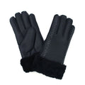 Navy - Front - Eastern Counties Leather Womens-Ladies Mabel Cuffed Sheepskin Winter Gloves