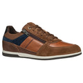 Brown-Navy - Front - Geox Mens U Renan B Suede Trainers