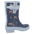 Navy - Back - Cotswold Womens-Ladies Woodland Deer Mid Cut Wellington Boots