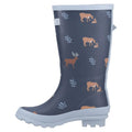 Navy - Side - Cotswold Womens-Ladies Woodland Deer Mid Cut Wellington Boots