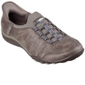 Dark Taupe - Front - Skechers Womens-Ladies Breathe Easy Home Body Faux Leather Trainers