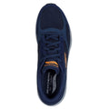 Navy-Orange - Pack Shot - Skechers Mens 2.0 The Keep Patent Leather Arch Fit Trainers