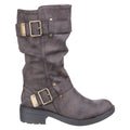 Brown - Back - Rocket Dog Womens-Ladies Trumble Faux Leather Biker Boots