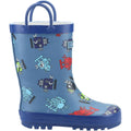 Blue - Back - Cotswold Childrens-Kids Puddle Robot Wellington Boots