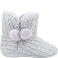 Grey - Side - Fleet & Foster Womens-Ladies Apple Pom Pom Slippers