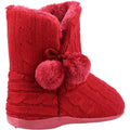 Burgundy - Back - Fleet & Foster Womens-Ladies Apple Pom Pom Slippers