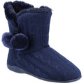 Navy - Front - Fleet & Foster Womens-Ladies Apple Pom Pom Slippers