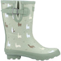 Green - Back - Cotswold Womens-Ladies Farmyard Alpaca Mid Calf Wellington Boots